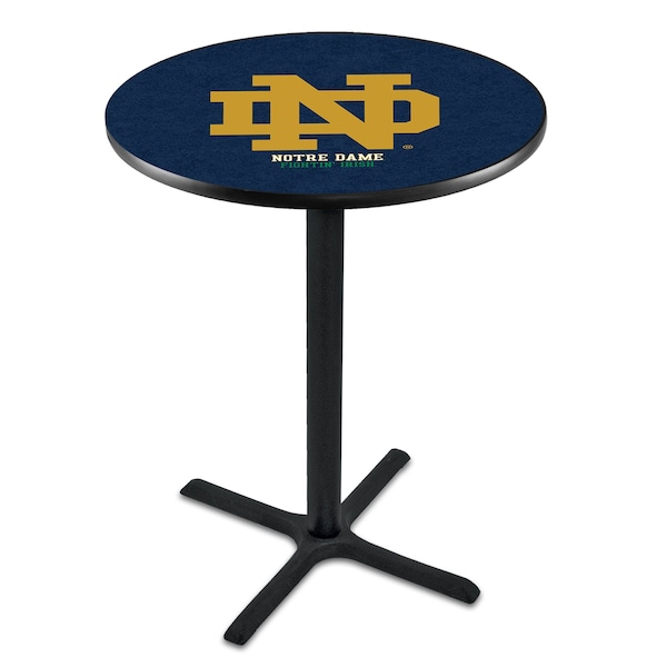 42" Blk Wrinkle Notre Dame (ND) Pub Table, 36" dia. Top